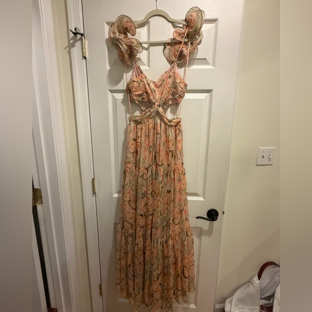 ASTR Peach Floral Ruffle Maxi Dress - Picture 9 of 10